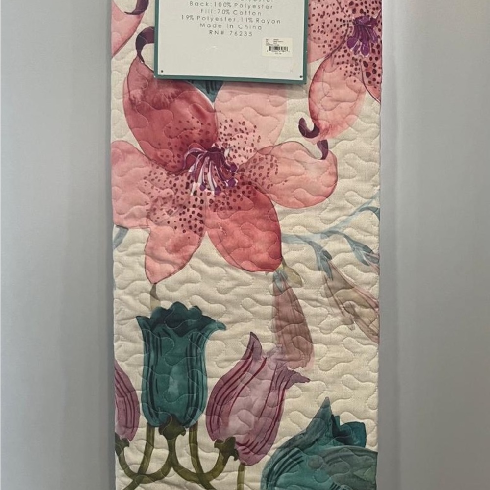 Floral Pink and‎ Teal Quilted Comforter - Elegant Floral Design